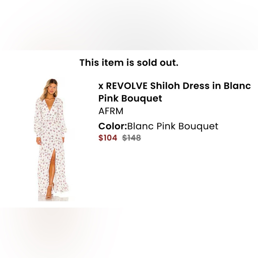AFRM Shiloh Dress in Blanc
Pink Bouquet
AFRM X REVOLVE SOLD OUT